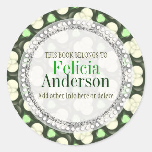 Green Atoms Pattern Gift Book label Sticker