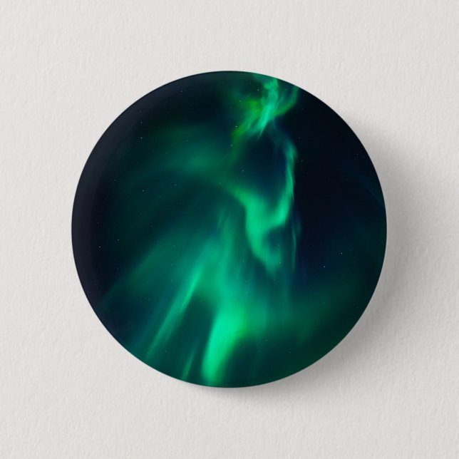 Green Aurora Northern Lights 2 Inch Round Button (Front)