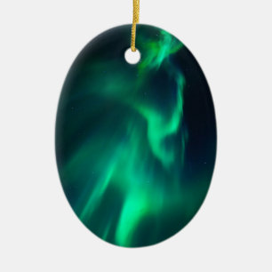 Green Aurora Northern Lights Ceramic Ornament