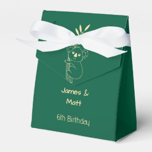 Green Australian Animals Twin 6th Birthday  Favor Box