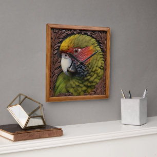 Green Australian Lorikeet Parrot, Square Wall Clock
