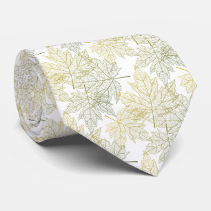 green autumn leaves with mustard tie