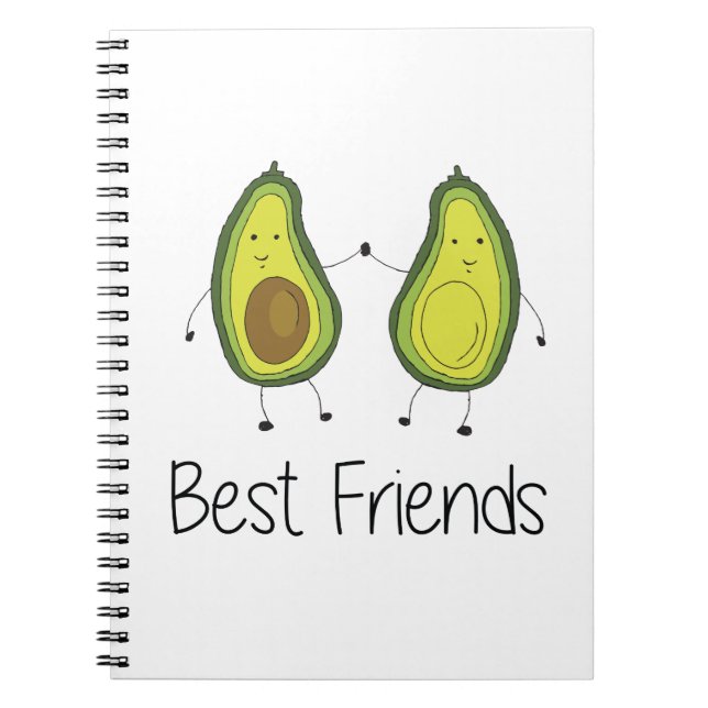 Green Avocado Cartoon Friendship Image Friend Art  Notebook (Front)