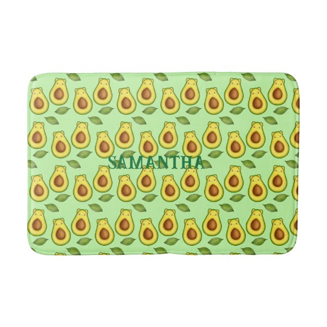 Green Avocado Cat  Bath Mat (Front)