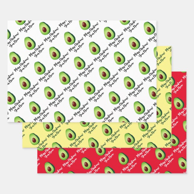 Green avocado Christmas wrapping paper sheets (Set)