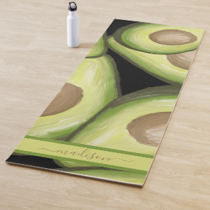  Green Avocado Pattern Personalized Name Yoga Mat