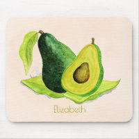 Green Avocado Still Life Fruit in Watercolors