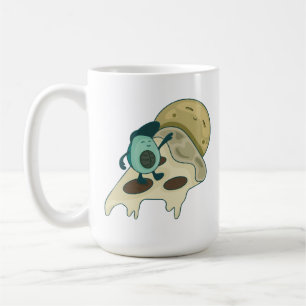 Green Avocado Surfing on a Slice of Pizza Coffee Mug