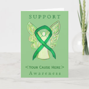 Green Awareness Ribbon Angel Customized Card