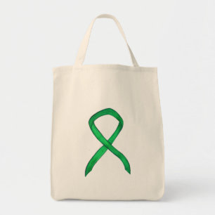 Green Awareness Ribbon Art Custom Tote Bag