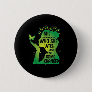 Green Awareness Ribbon Butterfly Mental Health 2 Inch Round Button