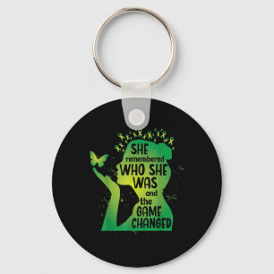 Green Awareness Ribbon Butterfly Mental Health Keychain