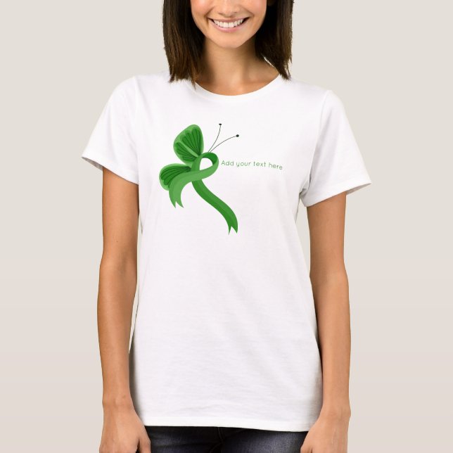 Green Awareness Ribbon Butterfly T-Shirt (Front)