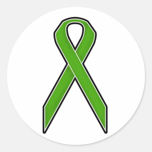 Green Awareness Ribbon Classic Round Sticker (Front)