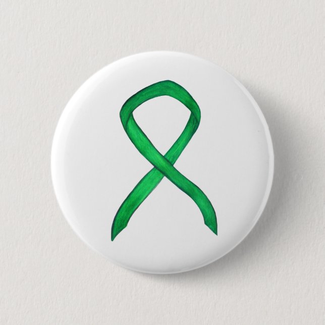 Green Awareness Ribbon Custom Art Button (Front)
