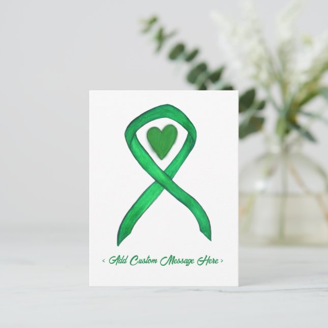 Green Awareness Ribbon Custom Art Postcards (Standing Front)