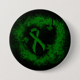 Green Awareness Ribbon Grunge 3 Inch Round Button