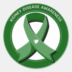 Green Awareness Ribbon Kidney Disease Awareness Classic Round Sticker