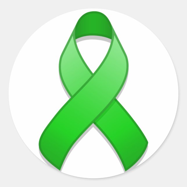 Green Awareness Ribbon Round Sticker (Front)