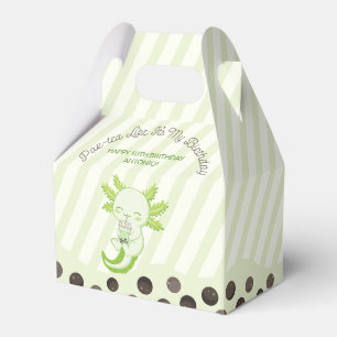 Green Axolotl Bubble Boba Tea Par-tea Birthday Favor Box