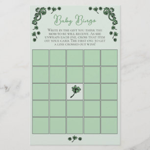 Green Baby Bingo Game St Patrick's Day Baby Shower