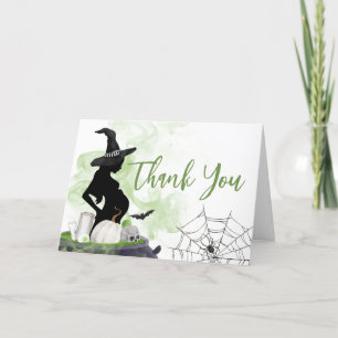 Green Baby Brewing Witch Baby Shower  Thank You Card