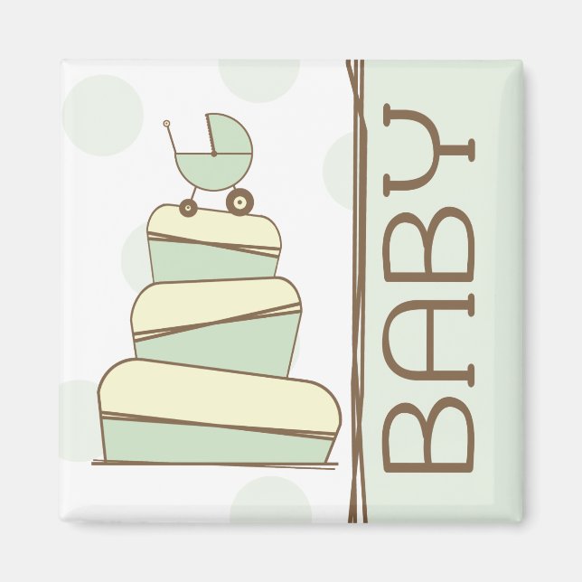 Green Baby Carriage Cake  Magnet (Front)