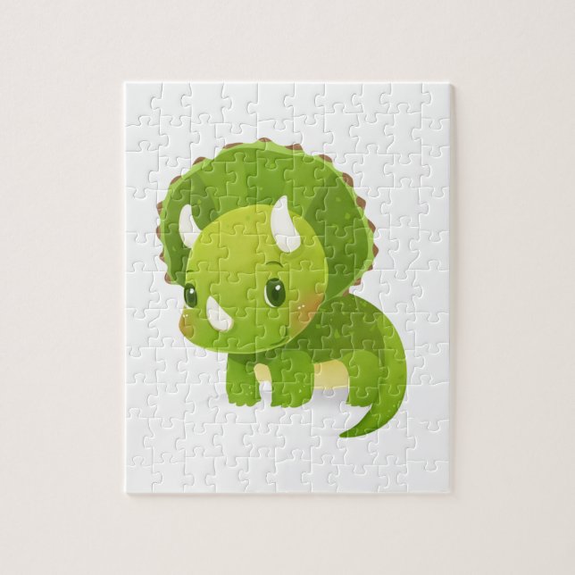 green baby cute dinosaur cartoon jigsaw puzzle (Vertical)