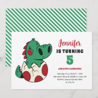 Green Baby Dino in Egg Cute Kids Dinosaur Birthday