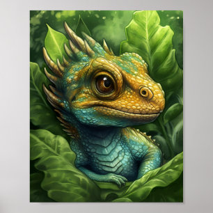 Green Baby Dragon  Poster
