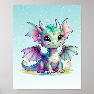Green Baby Dragon Poster