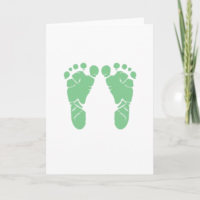 Green baby footprints card (Front)