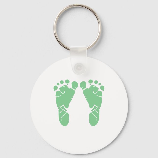 Green baby footprints keychain (Front)