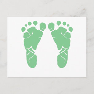 Green baby footprints postcard