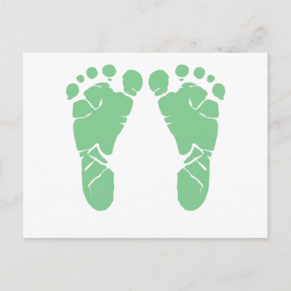 Green baby footprints postcard