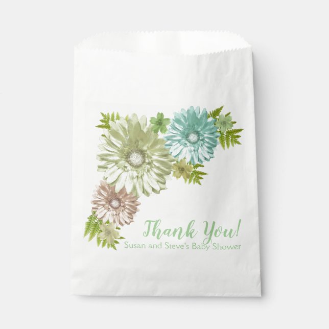 Green Baby In Bloom Brunch Shower  Favour Bag (Front)