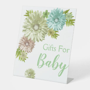Green Baby In Bloom Brunch Shower Gifts Pedestal Sign