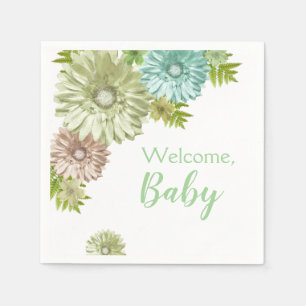 Green Baby In Bloom Brunch Shower  Napkin