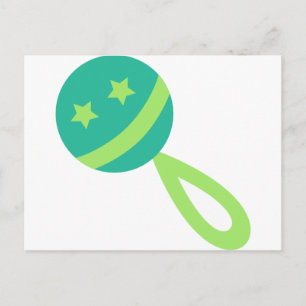 green baby rattle postcard