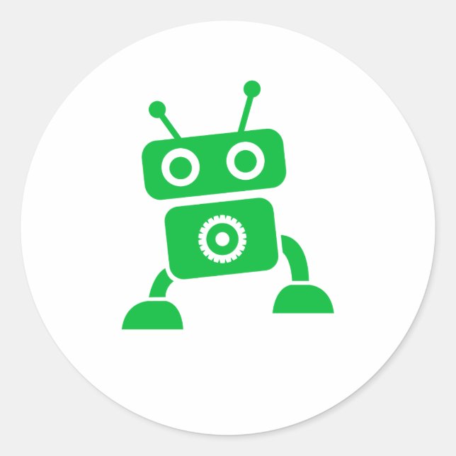 Green Baby Robot Classic Round Sticker (Front)
