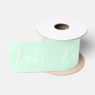 Green Baby Script Elegant Baby Shower Satin Ribbon