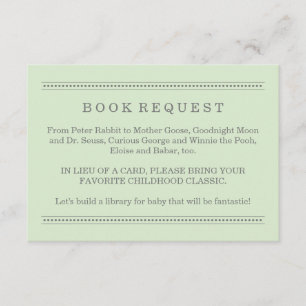 Green Baby Shower Book Request Enclosure Card