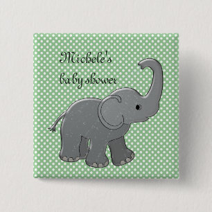 green baby shower elephant 2 inch square button