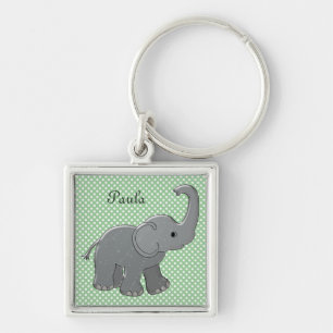 green baby shower elephant keychain