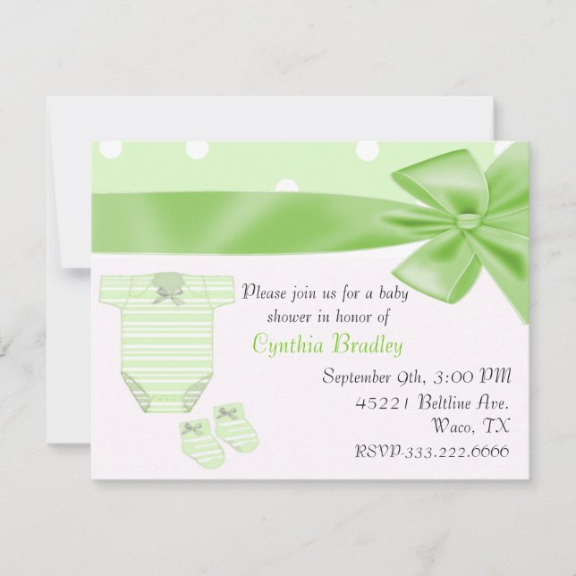 Green Baby shower invitation (Front)