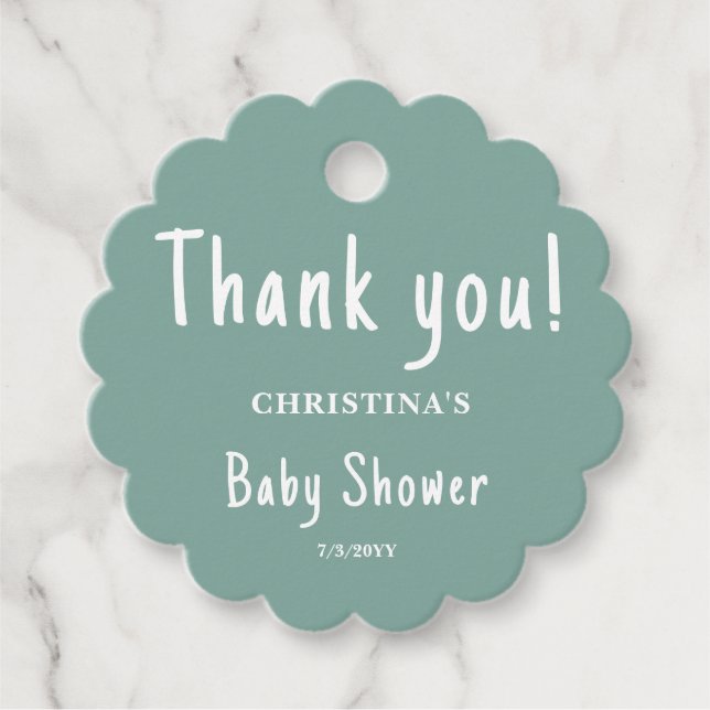 Green Baby Shower Round Favour Tags (Front)