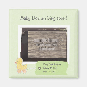 Green Baby Ultrasound Photo Custom Duck Magnet