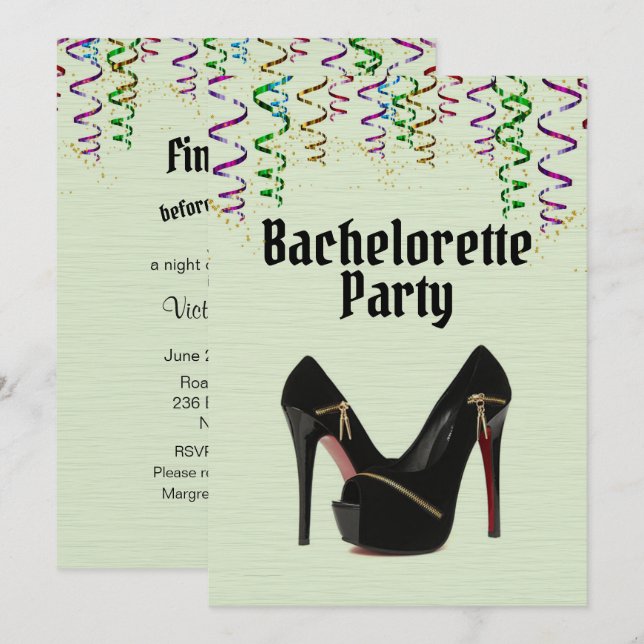 Green Bachelorette Party Invitation with RSVP Info (Front/Back)