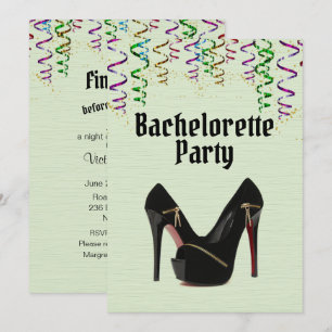 Green Bachelorette Party Invitation with RSVP Info