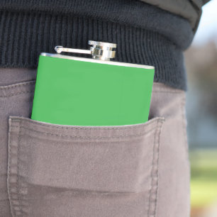 Green Background and White Border for a Modern Aes Hip Flask